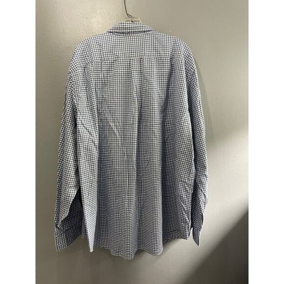 Land's End Men's Size XXL Long Sleeve Button‎ Down Cotton Shirt Blue Checked - Picture 3 of 5